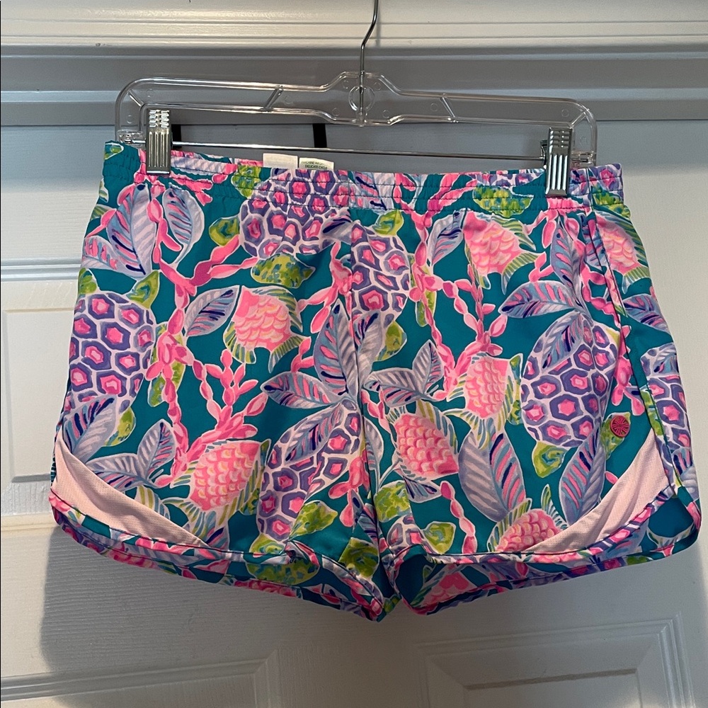 Lilly Pulitzer Luxletic Pink and Blue Floral Athletic Shorts